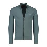 Blauwe Wollen Vest met Rits Hugo Boss , Blue , Heren