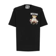 Zwart T-shirt met Teddy Bear Print Moschino , Black , Heren