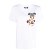 Witte Logo Print T-shirts en Polos Moschino , White , Dames