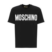 Zwarte katoenen T-shirt met logo Moschino , Black , Heren