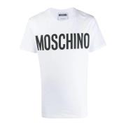 Witte T-shirts en Polos met Logo Print Moschino , White , Heren