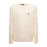 Witte Cable-Knit Sweater met Logo Borduursel Polo Ralph Lauren , White...