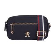 Blauwe Twill Cross Body Camera Tas Tommy Hilfiger , Blue , Dames