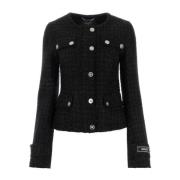 Zwarte tweed blazer Versace , Black , Dames