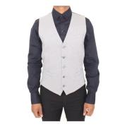 Grijze Stretch Jurk Vest Blazer Dolce & Gabbana , Gray , Heren