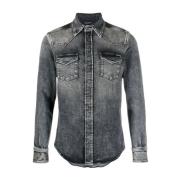 Zwarte Vervaagde Denim Overhemd - Luchtonderdeel Dolce & Gabbana , Gra...