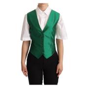 Luxe Groene Zijden Satijnen Vest Dolce & Gabbana , Green , Dames