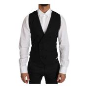 Gray Wool Double Breasted Waistcoat Vest Dolce & Gabbana , Black , Her...