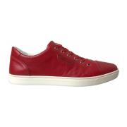 Rode Leren Lage Top Sneakers Dolce & Gabbana , Red , Heren