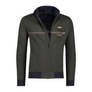 Groene Vest met Opstaande Kraag en Rits in Regular Fit Aeronautica Mil...