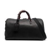 Zwarte Leren Weekendtas Golden Goose , Black , Heren