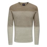 Chinchilla/GRADING Crew Knit Sweater Only & Sons , Beige , Heren