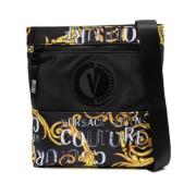 Zwarte Barok Print Heren Schoudertas Versace Jeans Couture , Black , H...