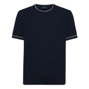 Katoenen Crêpe Gebreid T-Shirt Boggi Milano , Blue , Heren