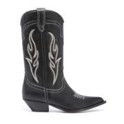 Zwarte kalfsleren cowboylaarzen met off-white borduursel Sonora , Blac...