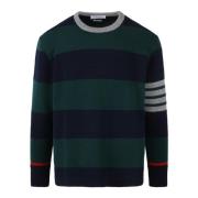 Gestreepte Wol Rugby Trui Thom Browne , Green , Heren