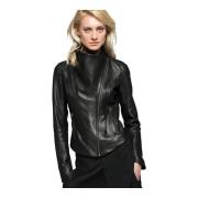 Alba - Black Leather Leren Jas Vespucci by VSP , Black , Dames
