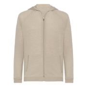 Merino Wol Volledige Ritssluiting Hoodie Boggi Milano , Beige , Heren