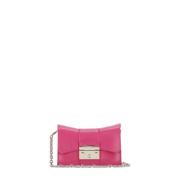 Roze Leren Schoudertas met Afneembare Kettingriem Furla , Pink , Dames