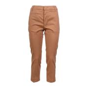 Katoenen Ariel Cropped Broek Dondup , Brown , Dames