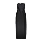 Jurk van textuurwol en zijde met origami-drape detail The Row , Black ...