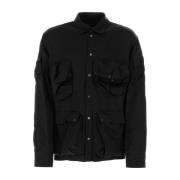 Elegante Zwarte Satijnen Shirt Botter , Black , Heren