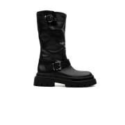 Lincol04 Zwarte Leren Laarzen Zoe , Black , Dames