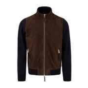 Blauwe Francis Knit Leren Jas The Jack Leathers , Brown , Heren