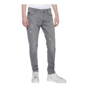 Slim-Fit Jeans met Scheuren en H-Logo John Richmond , Gray , Heren