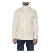 Heren Cable Roll Neck Coltrui Tommy Hilfiger , White , Heren