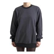 Donkergrijze Katoenen Crew Neck Sweater Dolce & Gabbana , Gray , Dames