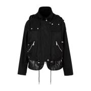 Zwarte jas met ritssluiting en verstelbare taille add , Black , Dames