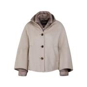 Geometrische Pea Coat met Afneembare Donsjas Moorer , Beige , Dames