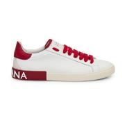 Witte en Rode Lage Sneakers Dolce & Gabbana , White , Heren