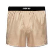 Zijden boxershorts met logo Tom Ford , Beige , Heren