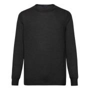 Navy Super Fijn Kasjmier Crew Neck Trui Boggi Milano , Black , Heren