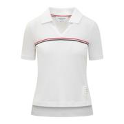 Korte Mouw Polo Shirt Thom Browne , White , Dames