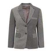 Elegante V-hals Blazer met All-Over Patroon Thom Browne , Black , Dame...