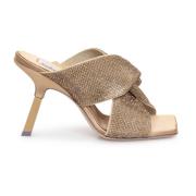 Strass Mule Sandalen Sebastian Milano , Beige , Dames