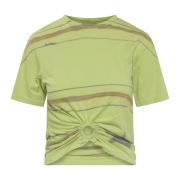 Groen Tie-Dye T-Shirt met Uitgesneden Voorkant Collina Strada , Green ...