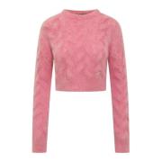 Mohair 3D Crop Sweater Dsquared2 , Pink , Dames