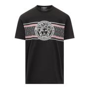 Zwart Crew Neck T-shirt met Medusa Logo Versace , Black , Heren