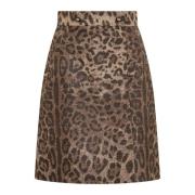 Leopard Print Short Skirt Dolce & Gabbana , Brown , Dames