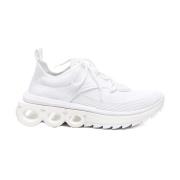 Witte Gebreide Sneakers met Aangepaste Details Salvatore Ferragamo , W...