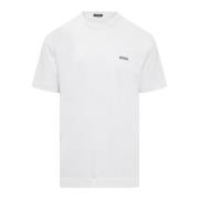 Wit T-shirt met Ronde Hals en Geborduurd Logo Ermenegildo Zegna , Whit...