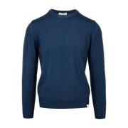 Blauwe Merinowollen Crew-Neck Sweater Roy Roger's , Blue , Heren