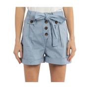 Lichtblauwe Stretch Katoenen Twill Shorts Woolrich , Blue , Dames