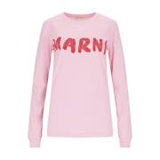 Roze Katoenen Logo T-shirt Marni , Pink , Dames