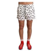 Witte Polka Dot Strandkleding Shorts Zwemkleding Dolce & Gabbana , Whi...