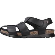 Velcro Platte Sandalen voor Mannen Panama Jack , Black , Heren